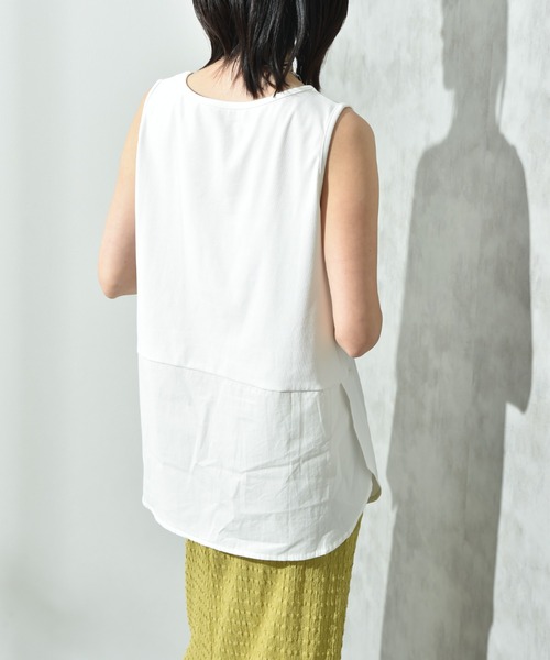 INTERPLANET(インタープラネット)の「フライス裾シャツドッキングタンク(Tシャツ/カットソー・レディース・ホワイト系その他/ブラック/オフホワイト・FREE)」の19枚目の写真