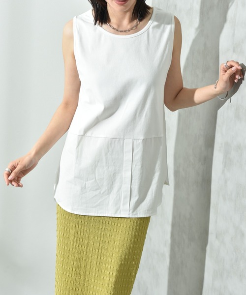 INTERPLANET(インタープラネット)の「フライス裾シャツドッキングタンク(Tシャツ/カットソー・レディース・ホワイト系その他/ブラック/オフホワイト・FREE)」の20枚目の写真