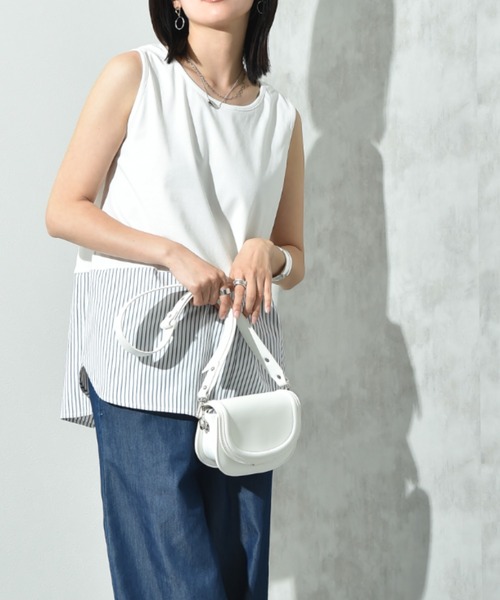 INTERPLANET(インタープラネット)の「フライス裾シャツドッキングタンク(Tシャツ/カットソー・レディース・ホワイト系その他/ブラック/オフホワイト・FREE)」の22枚目の写真