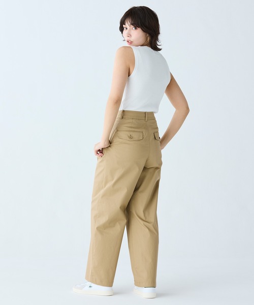 LACOSTE(ラコステ)の「ダブルタックワイドスラックス(チノパンツ・レディース・ベージュ/ブラック/キャメル/ネイビー・36/34/38/40)」の11枚目の写真