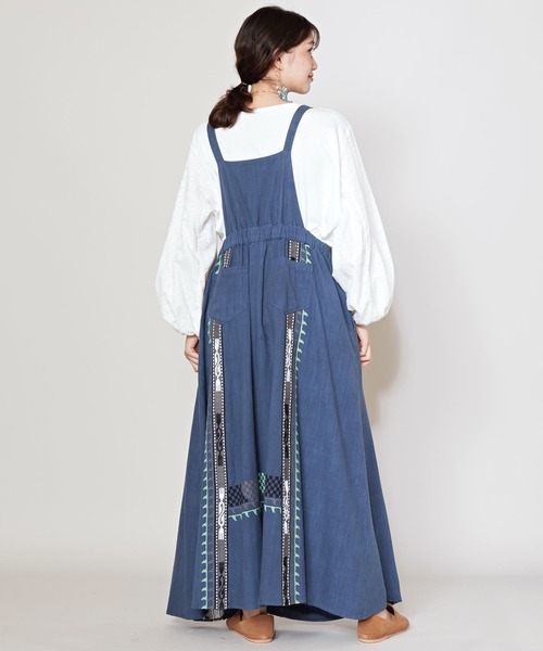 チャイハネ(チャイハネ)の「【チャイハネ】チャパンナ刺繍ジャンパースカート(ジャンパースカート・レディース・グリーン/ホワイト/ブルー・FREE)」の8枚目の写真