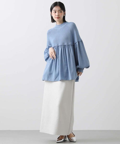 Gready Brilliant（グレディブリリアン）の「ラウンドニット切替チュニック（ニット/セーター・レディース・サックスブルー/オフホワイト・M）」の15枚目の写真