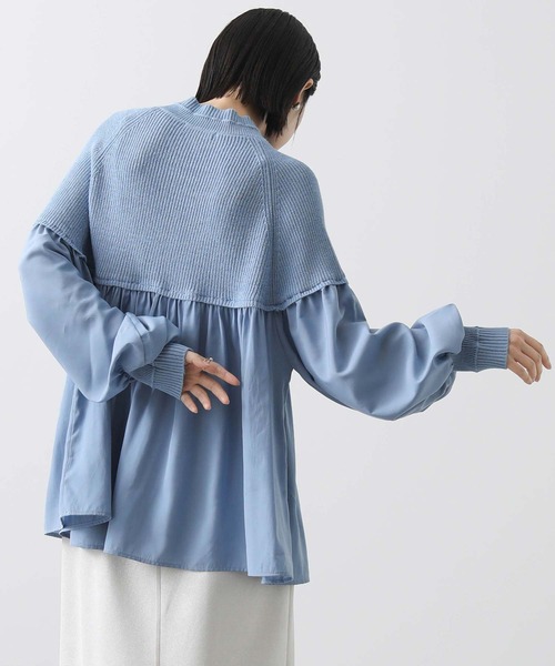 Gready Brilliant（グレディブリリアン）の「ラウンドニット切替チュニック（ニット/セーター・レディース・サックスブルー/オフホワイト・M）」の18枚目の写真