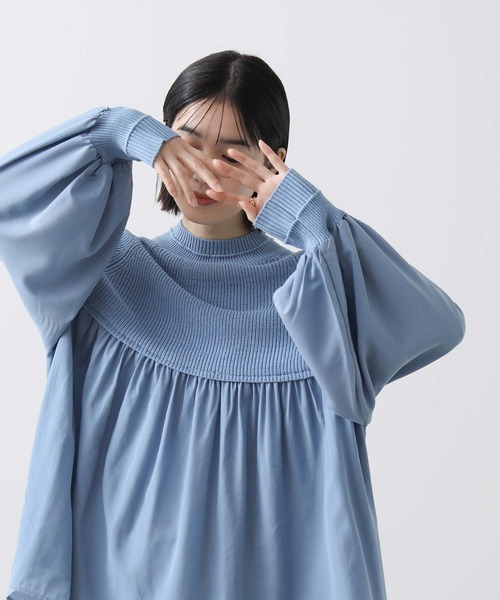 Gready Brilliant（グレディブリリアン）の「ラウンドニット切替チュニック（ニット/セーター・レディース・サックスブルー/オフホワイト・M）」の20枚目の写真