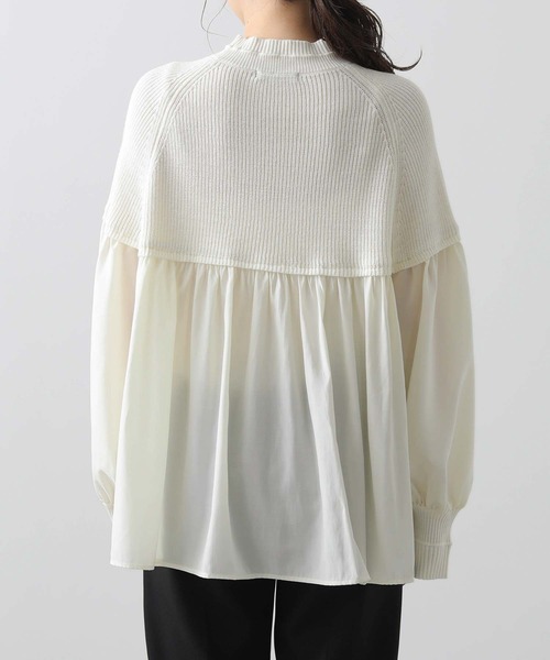 Gready Brilliant（グレディブリリアン）の「ラウンドニット切替チュニック（ニット/セーター・レディース・サックスブルー/オフホワイト・M）」の22枚目の写真