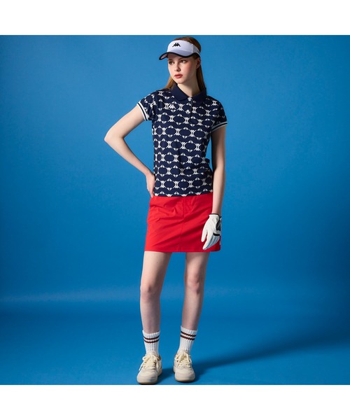 KAPPA GOLF カッパゴルフ スカート 総柄 ブルー系 L セール】Kappa GOLF カッパゴルフ ブランド ロゴ BANDA ミニ丈