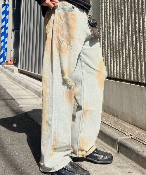 Chikashitsu +(チカシツプラス)の「【Chikashitsu +】bloody wash damage denim pants / 【チカシツプラス】ウォッシングダメージデニムパンツ(デニムパンツ・メンズ・ブルー・S/M)」の18枚目の写真