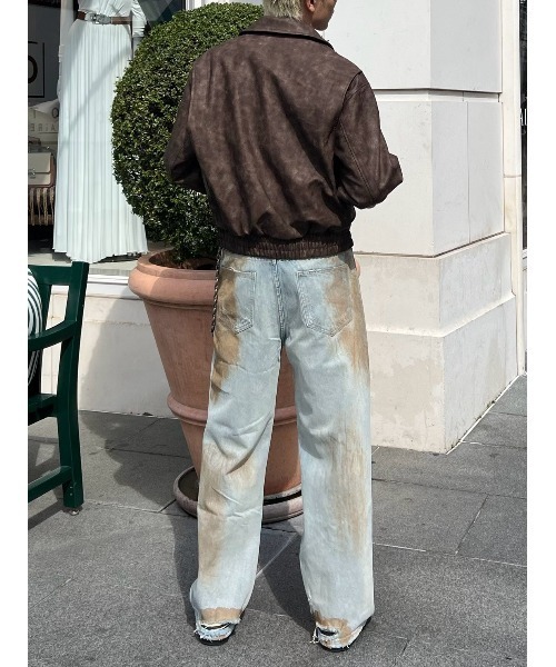 Chikashitsu +(チカシツプラス)の「【Chikashitsu +】bloody wash damage denim pants / 【チカシツプラス】ウォッシングダメージデニムパンツ(デニムパンツ・メンズ・ブルー・S/M)」の14枚目の写真