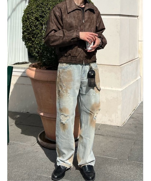 Chikashitsu +(チカシツプラス)の「【Chikashitsu +】bloody wash damage denim pants / 【チカシツプラス】ウォッシングダメージデニムパンツ(デニムパンツ・メンズ・ブルー・S/M)」の11枚目の写真