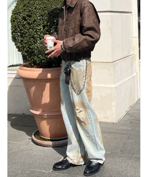 Chikashitsu +(チカシツプラス)の「【Chikashitsu +】bloody wash damage denim pants / 【チカシツプラス】ウォッシングダメージデニムパンツ(デニムパンツ・メンズ・ブルー・S/M)」の12枚目の写真