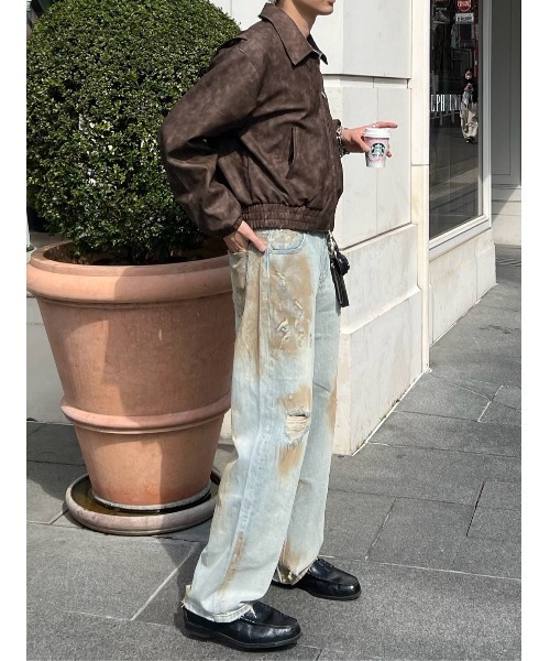 Chikashitsu +(チカシツプラス)の「【Chikashitsu +】bloody wash damage denim pants / 【チカシツプラス】ウォッシングダメージデニムパンツ(デニムパンツ・メンズ・ブルー・S/M)」の13枚目の写真