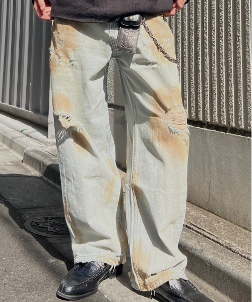 Chikashitsu +(チカシツプラス)の「【Chikashitsu +】bloody wash damage denim pants / 【チカシツプラス】ウォッシングダメージデニムパンツ(デニムパンツ・メンズ・ブルー・S/M)」の16枚目の写真