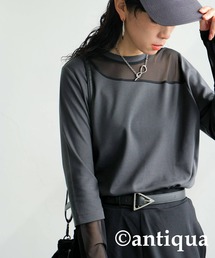 antiqua | シアー切り替え 長袖 ロンT(Tシャツ/カットソー)