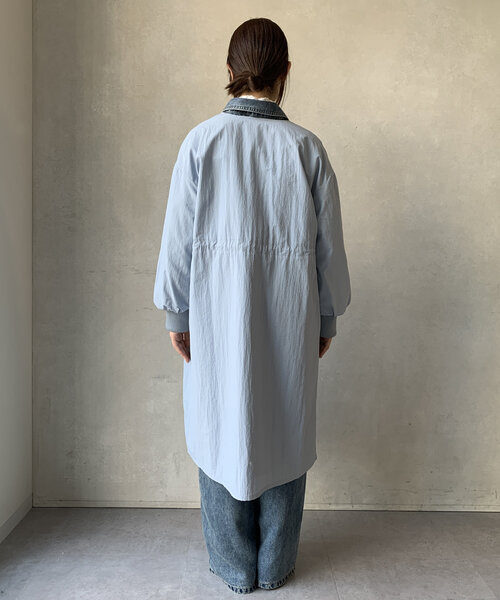 DouDou(ドゥドゥ)の「【WEB限定】ナイロンミニグログラン袖リブコート(その他アウター・レディース・サックスブルー/オフホワイト/ネイビー・FREE)」の17枚目の写真