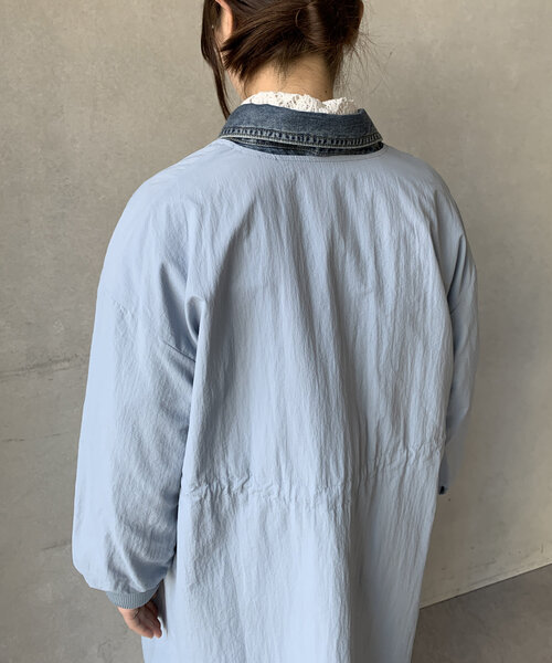DouDou(ドゥドゥ)の「【WEB限定】ナイロンミニグログラン袖リブコート(その他アウター・レディース・サックスブルー/オフホワイト/ネイビー・FREE)」の18枚目の写真