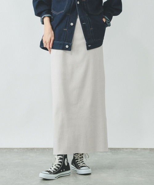 GLOBAL WORK（グローバルワーク）の「セルフCUTリブIラインスカート/288750（スカート・レディース・ライトグレー/ネイビー/その他/ブラック・LARGE/MEDIUM）」の18枚目の写真