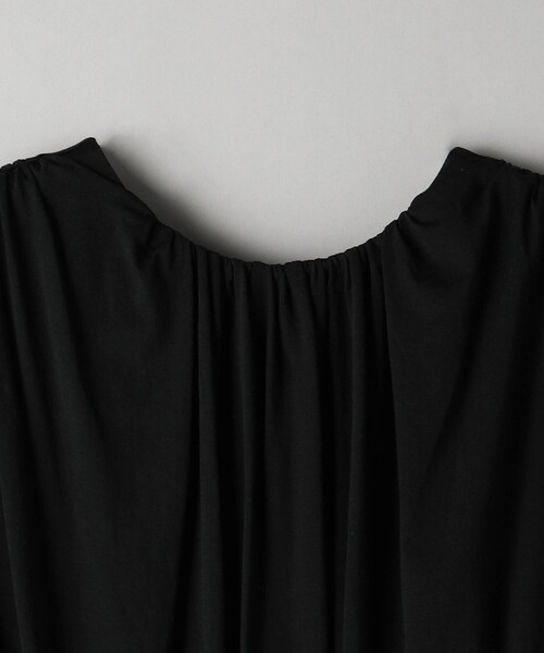 コットンナイロン ギャザーフレア マキシワンピース 