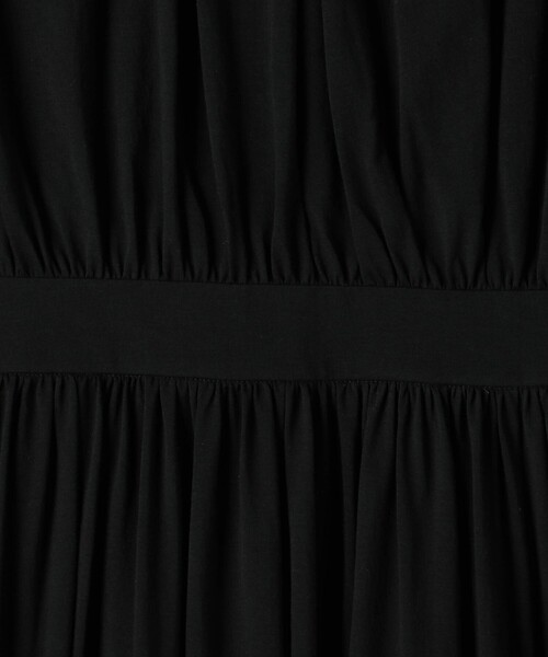 コットンナイロン ギャザーフレア マキシワンピース 