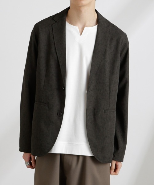 NANO universe（ナノユニバース）の「テックリネンライトジャケット（テーラードジャケット・メンズ・ネイビー/チャコール・L/M/S）」の2枚目の写真