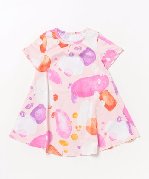 HAKKA KIDS(ハッカキッズ)の「バブルプリントワンピース(ワンピース・キッズ・サックスブルー/ピンク・110cm/120cm/100cm/130cm)」の2枚目の写真