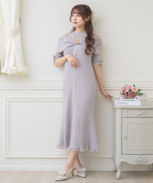 SELF-PORTRAIT★ビジュー リボン スリット ワンピース★関税込み raffle slit onepiece【pinkbeige】 – BUNNY APARTMENT