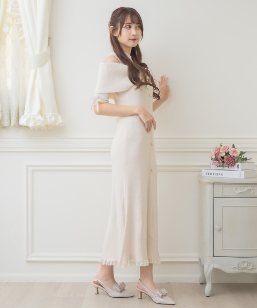 人気商品 肩開きツイストリボンニットワンピース（ワンピース）｜couture ワンピース