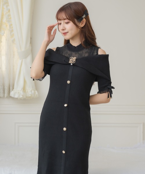 couture BY ROJITA(クチュールバイロジータ)の「肩開きツイストリボンニットワンピース(ワンピース・レディース・ブラック/パープル/アイボリー・FREE)」の14枚目の写真