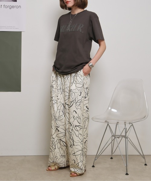 palm RICHE(ポームリシュ)の「手書きプリントリラックスパンツ(その他パンツ・レディース・ブラック/アイボリー・M)」の5枚目の写真