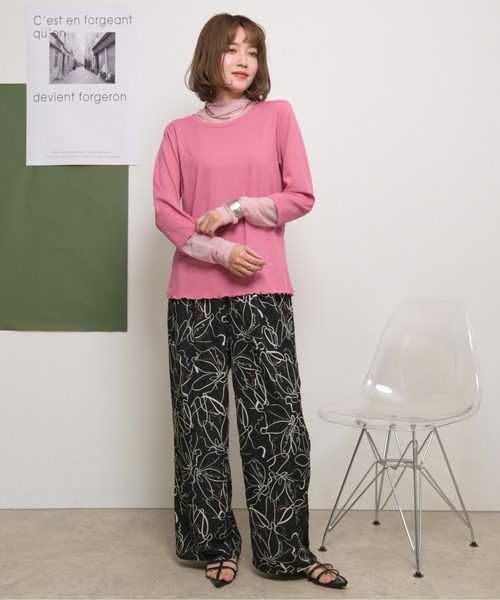 palm RICHE(ポームリシュ)の「手書きプリントリラックスパンツ(その他パンツ・レディース・ブラック/アイボリー・M)」の13枚目の写真