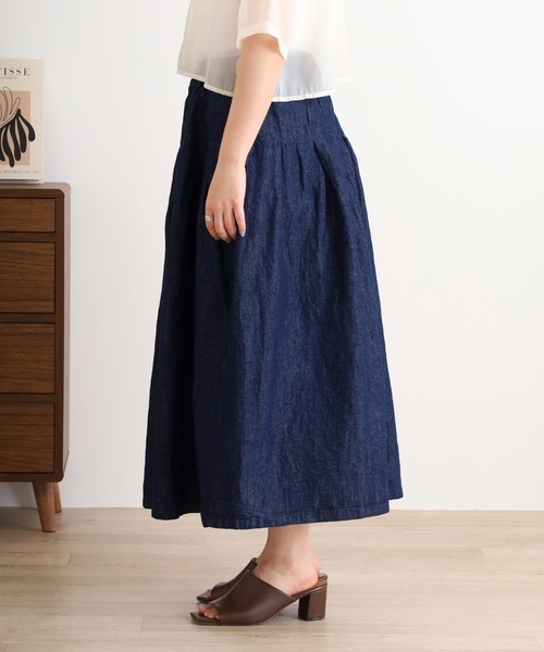 ubasoku(ウバソク)の「麻綿インディゴデニム 83丈スカート(デニムスカート・レディース・インディゴブルー・FREE)」の7枚目の写真