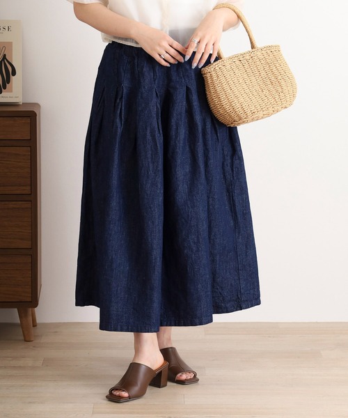 ubasoku(ウバソク)の「麻綿インディゴデニム 83丈スカート(デニムスカート・レディース・インディゴブルー・FREE)」の2枚目の写真