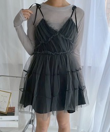 merrylatte | シアーリボンミニワンピース(ワンピース)