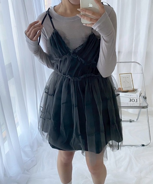 merrylatte（メリーラテ）の「シアーリボンミニワンピース（ワンピース・レディース・ブラック・MEDIUM）」の9枚目の写真