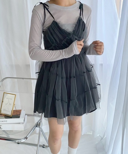 merrylatte（メリーラテ）の「シアーリボンミニワンピース（ワンピース・レディース・ブラック・MEDIUM）」の10枚目の写真