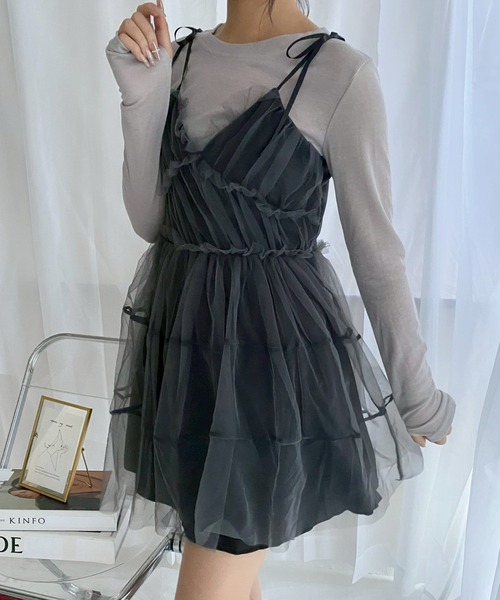 merrylatte（メリーラテ）の「シアーリボンミニワンピース（ワンピース・レディース・ブラック・MEDIUM）」の11枚目の写真