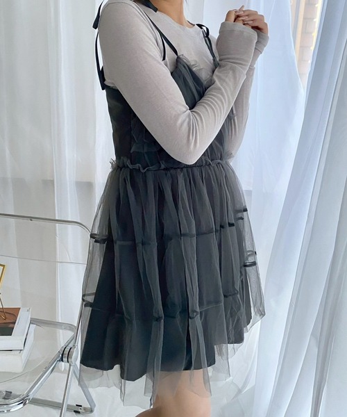 merrylatte（メリーラテ）の「シアーリボンミニワンピース（ワンピース・レディース・ブラック・MEDIUM）」の12枚目の写真