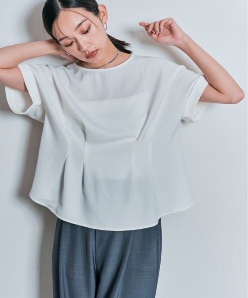 W:Huku（フーク）の「【W:Huku / メランジツイル】ぺプラム ブラウス（シャツ/ブラウス・レディース・チャコール/ブラウン/ブラック/オフホワイト・FREE）」の2枚目の写真