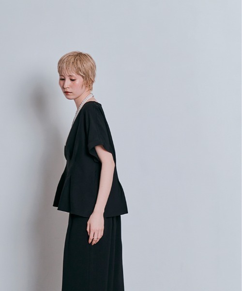 W:Huku（フーク）の「【W:Huku / メランジツイル】ぺプラム ブラウス（シャツ/ブラウス・レディース・チャコール/ブラウン/ブラック/オフホワイト・FREE）」の10枚目の写真