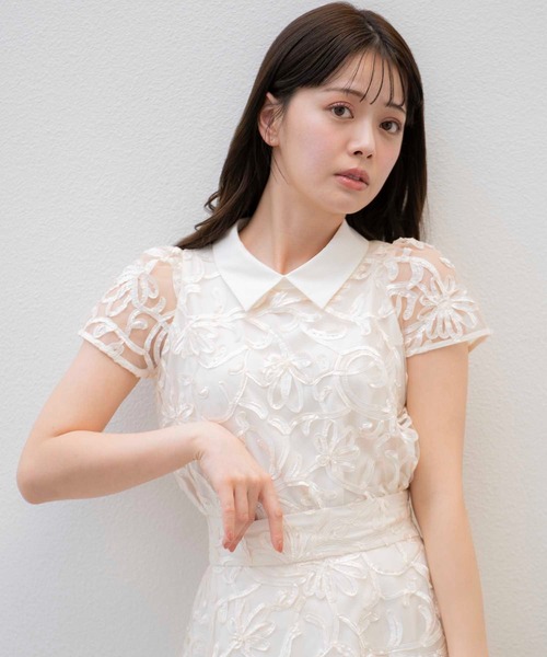 NOELA(ノエラ)の「コード刺繍ブラウス(シャツ/ブラウス・レディース・ネイビー/オフホワイト・フリー)」の1枚目の写真