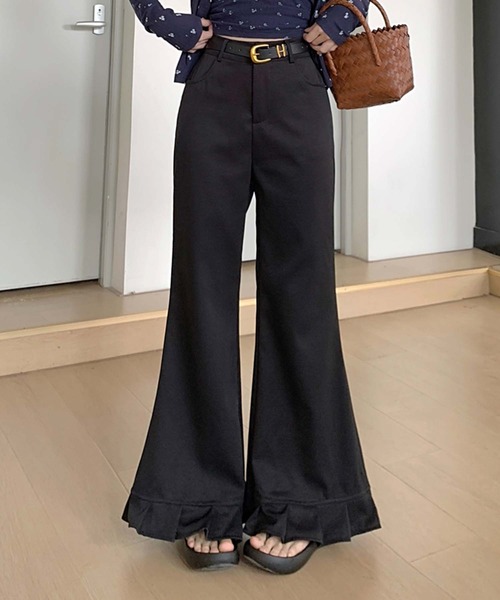 LAFFMO（ラフモ）の「裾プリーツパンツ（その他パンツ・レディース・ブラック/ブルー/グレー/ピンク/ホワイト・L/M）」の3枚目の写真