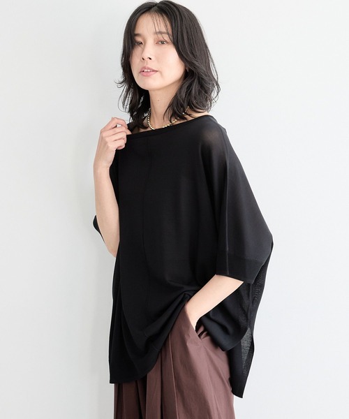 BARNYARDSTORM（バンヤードストーム）の「BARNYARDSTORM / ライトポンチョニット（ニット/セーター・レディース・ブラック/キャメル/ブルー・FREE）」の5枚目の写真