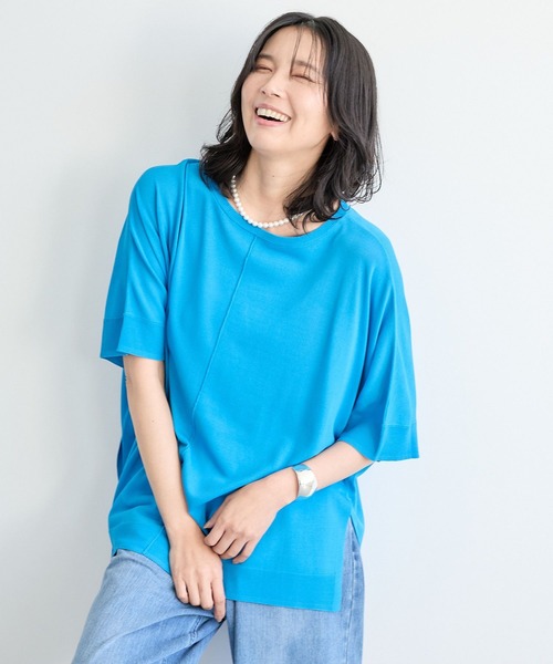 BARNYARDSTORM（バンヤードストーム）の「BARNYARDSTORM / ライトポンチョニット（ニット/セーター・レディース・ブラック/キャメル/ブルー・FREE）」の8枚目の写真