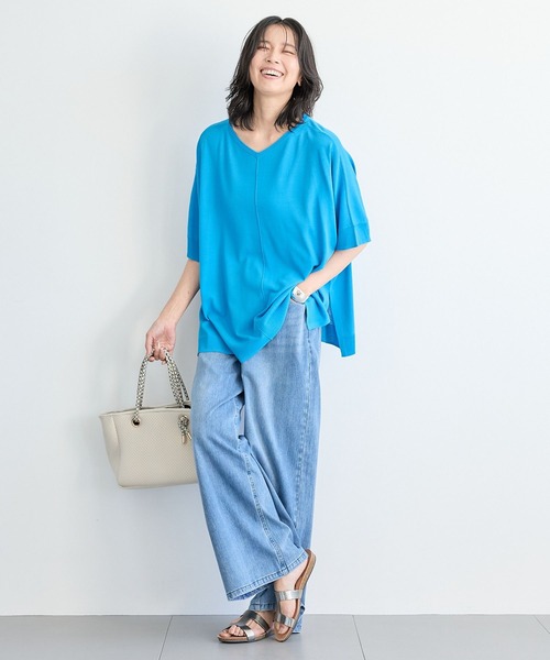 BARNYARDSTORM（バンヤードストーム）の「BARNYARDSTORM / ライトポンチョニット（ニット/セーター・レディース・ブラック/キャメル/ブルー・FREE）」の9枚目の写真