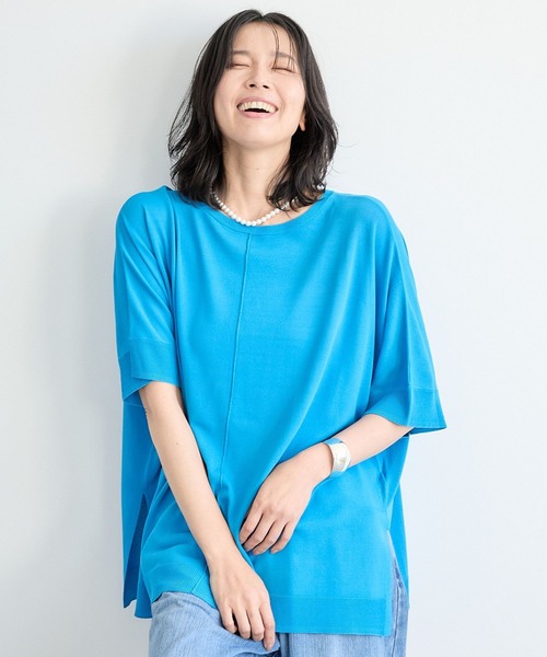 BARNYARDSTORM（バンヤードストーム）の「BARNYARDSTORM / ライトポンチョニット（ニット/セーター・レディース・ブラック/キャメル/ブルー・FREE）」の21枚目の写真