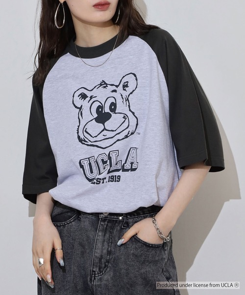 UCLA（ユーシーエルエー）の「UCLA OVERSIZED RAGLAN T-SHIRT カレッジ ラグラン（Tシャツ/カットソー・メンズ・スミクロ・L/M）」の5枚目の写真