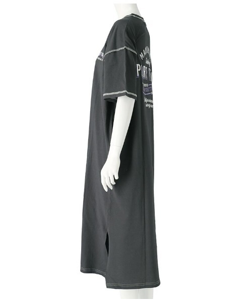 anap mimpi(アナップミンピ)の「配色ステッチ ロゴ 半袖 マキシ ロング Tシャツ ワンピース(ワンピース・レディース・オートミール/ダークグレー/ブラウン・FREE)」の21枚目の写真