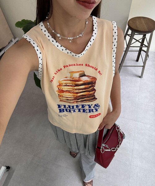 HELLO.SANFRANCISCO（ハローサンフランシスコ）の「【HELLO.SANFRANCISCO/ハローサンフランシスコ】アソート柄レオパードパイピングタンク（キャミソール・レディース・イエロー/オフホワイト/オレンジ/サックスブルー・ONE SIZE）」の4枚目の写真