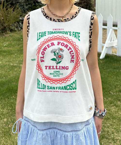 HELLO.SANFRANCISCO（ハローサンフランシスコ）の「【HELLO.SANFRANCISCO/ハローサンフランシスコ】アソート柄レオパードパイピングタンク（キャミソール・レディース・イエロー/オフホワイト/オレンジ/サックスブルー・ONE SIZE）」の12枚目の写真