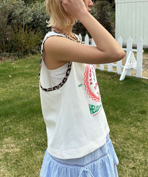 HELLO.SANFRANCISCO（ハローサンフランシスコ）の「【HELLO.SANFRANCISCO/ハローサンフランシスコ】アソート柄レオパードパイピングタンク（キャミソール・レディース・イエロー/オフホワイト/オレンジ/サックスブルー・ONE SIZE）」の13枚目の写真