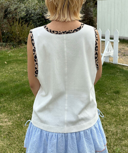 HELLO.SANFRANCISCO（ハローサンフランシスコ）の「【HELLO.SANFRANCISCO/ハローサンフランシスコ】アソート柄レオパードパイピングタンク（キャミソール・レディース・イエロー/オフホワイト/オレンジ/サックスブルー・ONE SIZE）」の14枚目の写真